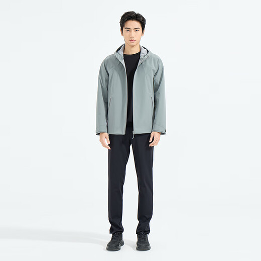 利郎轻时尚男装【商场同款】风衣男连帽弹力抗皱易打理通勤防风外套 中灰绿（1K） XL (175)