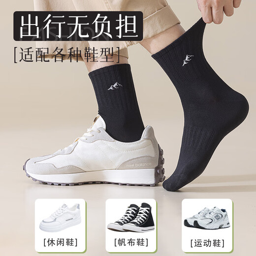 Cotton Thirteen Socks Men's Medium Socks Spring and Autumn [Solid Color Sports Style] Men's Trendy Socks Stockings Four Seasons 10 Pairs