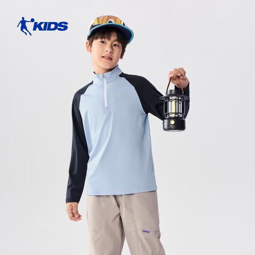 Jordan QIAODAN children's unisex long-sleeved T2026 spring new style children's unisex casual sweatshirt top Breeze Blue 101