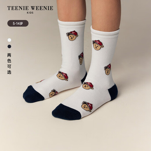 Teenie Weenie Kids 26 new year style boys' casual cute jacquard contrast mid-calf socks dark navy one size L