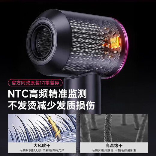 National 3C Certification丨4.5 billion negative ions for hair care Leafless high-speed hair dryer for home hair care with high power and no harm to hair Constant temperature hair dryer quick-drying Huaqiangbei Bright purple-single nozzle丨4.5 billion moisturizing negative ions for constant temperature hair care 2025 new style丨Top version 1 1 version 1.8 meters long gift box