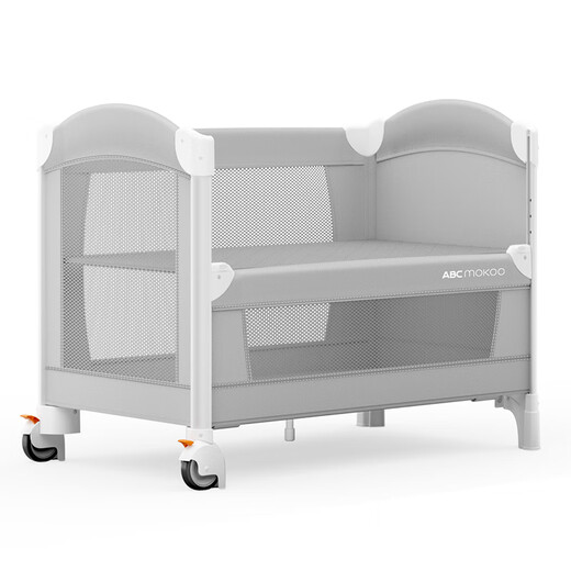 ABCMOKOO Solar folding crib spliced large bed multi-functional newborn removable crib-Morandi Gray AIR model