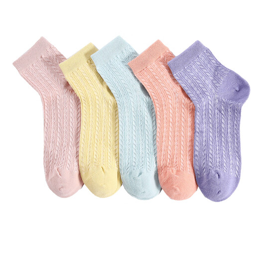 Jeanswest Jeanswest women's new winter mesh design skin-friendly breathable women's trousers (5 pairs) L6 gray blue + purple + pink + yellow + orange 6H38 one size fits all