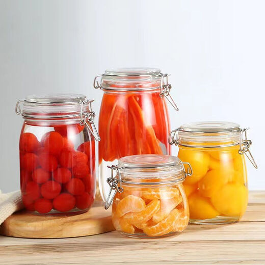 Fantasy sealed jar glass food bottle honey soaked wine kimchi jar pickled pickles empty bottle storage storage sugar jar 500ml round galvanized card
