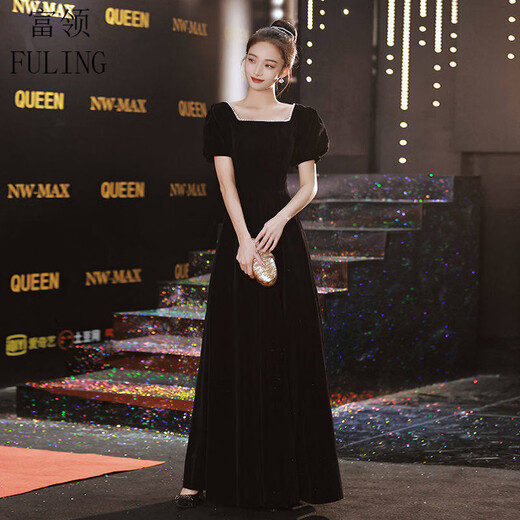 Fu Ling Violin Piano Performance Dress Female High School Student Banquet Chorus Night 2025 New Music Student Art Exam Black XS