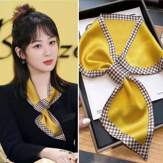 New polka dot small long silk scarf for women, versatile spring and autumn thin style neck clavicle neck scarf, ear scarf - white polka dots