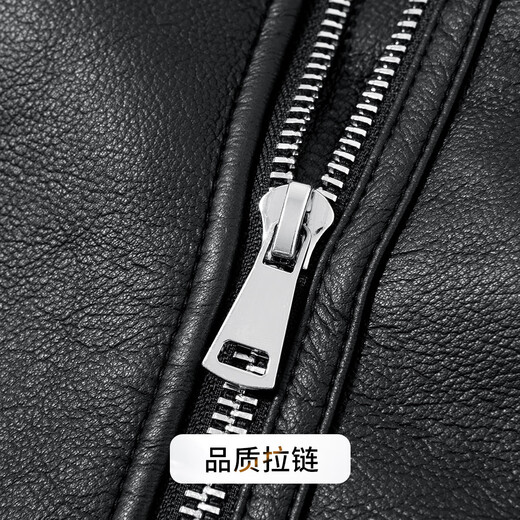 富鋌【麂皮绒仿羊羔毛内里】男士皮衣男款冬季防风保暖重工翻领皮夹克