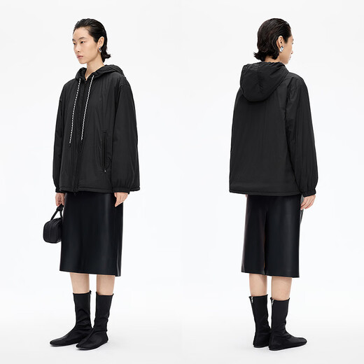 Jiangnan Buyi (JNBY) reversible shopping mall same style 25 autumn lightweight mid-length sports style down jacket 5P9C10370 001/original black M