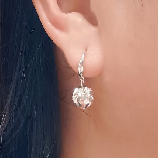 Fat Donglai's same type of transfer bead silver earrings, whole body S925 silver platinum-plated earrings, women's round ball earrings, silver ornaments, a pair of transfer bead ear hooks, whole body 925 silver