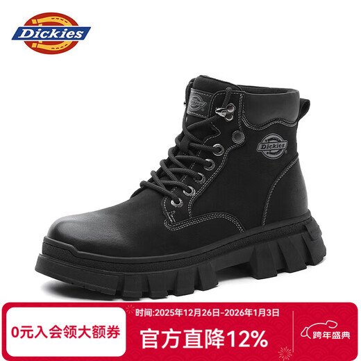 Dickies Botas Martin para hombre Botas de moda para hombre Botas cómodas para exteriores Botas de cuero Botas de trabajo de estilo británico para hombre Negro 43