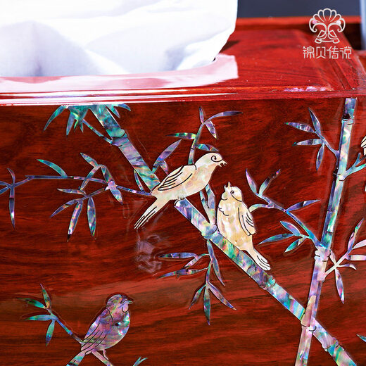 Jinbei Legend wooden mother-of-pearl tissue box remote control storage multi-function tissue box A-003 Bamboo Rhyme Quiet Tissue Box