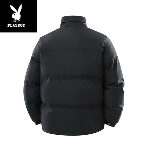 Playboy (PLAYBOY) Genuine Down Cotton Jacket Men's Winter Jacket Thick Warm Stand-up Collar Loose Large Size Casual Cotton Jacket 1718*High Quality Dark Gray*Extra Thick Warm Style M 90-110Jin Jin is equal to 0.5 kg