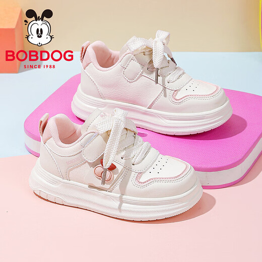 BOBDOG Children's Shoes Girls' Shoes Girls 2026 Spring New Casual Low-top Campus White Shoes Children's Sports Shoes Mi/Fruit Powder 26 Suitable for Feet Length 14.9CM
