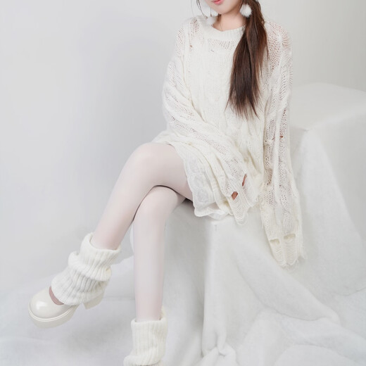 B-skin ski socks for men and women, over-the-knee stockings, autumn and winter sports fashionable knee pads, warm socks, anti-curling bare leg artifact, pearl white M 80-130Jin Jin equals 0.5 kg