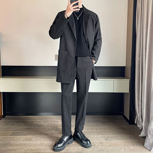 Baleno S&K series woolen coat, autumn and winter men's mid-length windbreaker, casual trendy business suit, gray jacket S