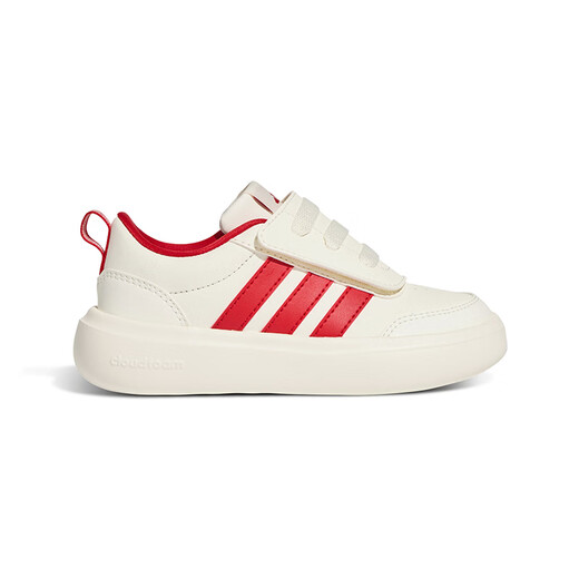 Adidas (adidas) children's shoes 2026 New Year's model for boys and girls Velcro cloud bottom tennis culture children's sports and casual shoes KI4108 KI4108 Han jade white/light scarlet 30 yards/11.5k/foot length 18cm
