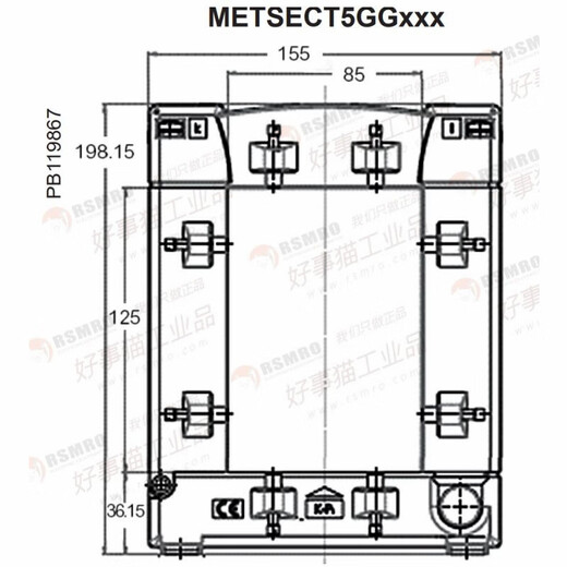 Schneider split current transformer CT current ratio 400/5 busbar 85X125 METSECT5GG040 current transformation ratio 400_5 busbar 8