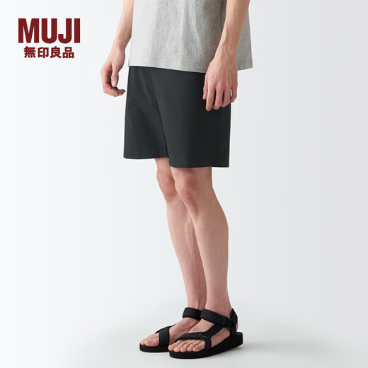 MUJI MUJI Men's Cotton Washed Poplin Shorts Casual Shorts Men's Summer Pure Cotton AED14A2S Black M
