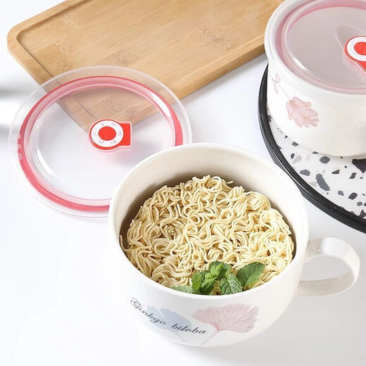 Shijanu new product dormitory large instant noodle bowl microwaveable ceramic bowl fresh-keeping bowl sealed lid with lid large family