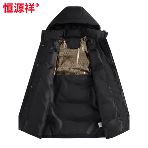 Hengyuanxiang Winter Medium and Long Size Down Men's Warm and Casual Thickened Fatty Long Version Jacket Men's Khaki L 120Jin Jin is equal to 0.5 kg