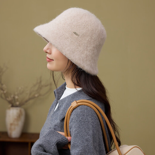 Siggi alpaca wool blended hat for women in autumn and winter, warm, casual and fashionable fisherman hat, Korean version of temperament, face-showing small basin hat