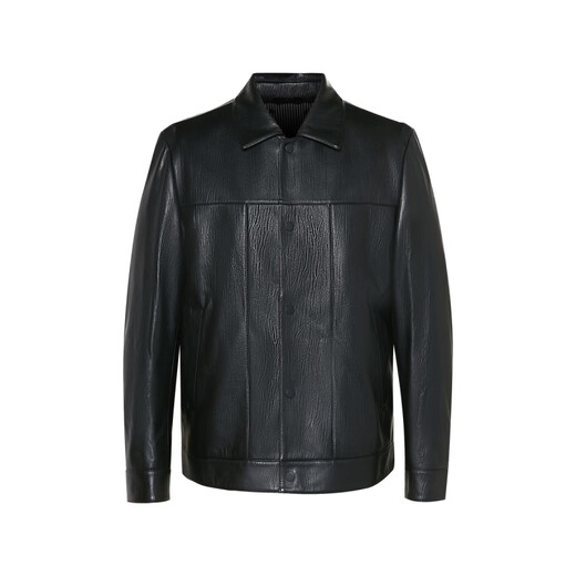 SATCHI lapel solid color single-breasted business casual commuting comfortable soft leather jacket men's black black one size 52