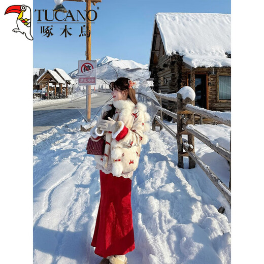 Woodpecker Make Money Now Year of the Horse Jersey New Chinese Jacket Women's Reversible Padded Casual Pants Women's Straight Pants Padded Jacket 2XL