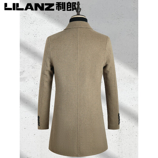 LILANZ利郎2025秋冬流行羊毛双面绒大衣男修身中长款西装领妮子风衣外套 芒果绿 M 170
