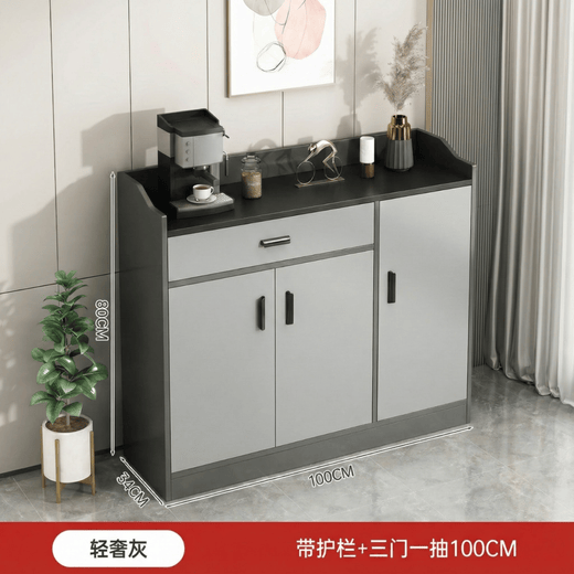 Yijiamu light luxury sideboard cupboard living room wall storage cabinet multi-functional storage cabinet modern simple tea cabinet wine cabinet classic three doors and one drawer 100*34*80CM self-assemble