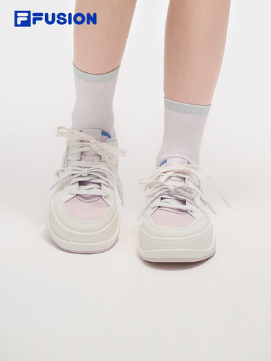 FILA FUSION trendy women's shoes Zhang Hao's same style canvas shoes 2025 new women's sports shoes skateboard shoes milk white/silent pink-GH 36
