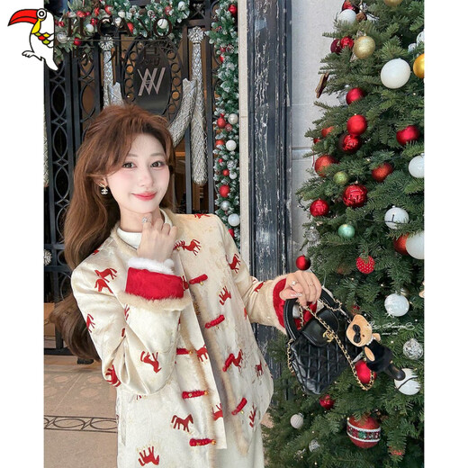 Woodpecker Make Money Now Year of the Horse Jersey New Chinese Jacket Women's Reversible Padded Casual Pants Women's Straight Pants Padded Jacket 2XL