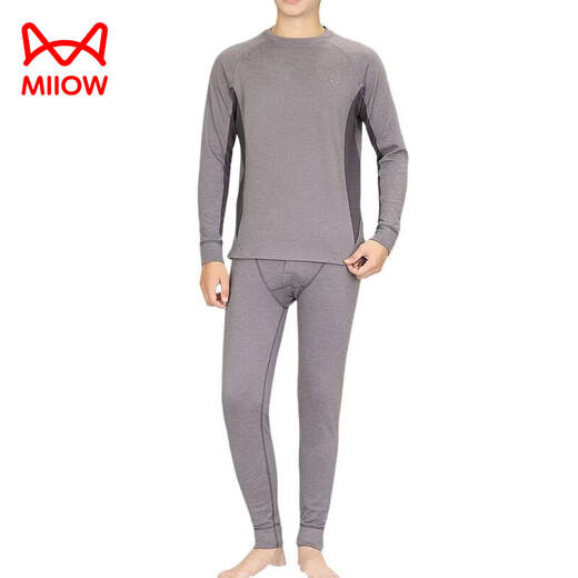 MiiOW New Autumn and Winter Silk Double-sided German Velvet Autumn Clothes and Autumn Pants Teenage Students' Bottoming Shirts Warm Underwear Set Men's Khaki 185 2XL/115-135Jin Jin is equal to 0.5 kg
