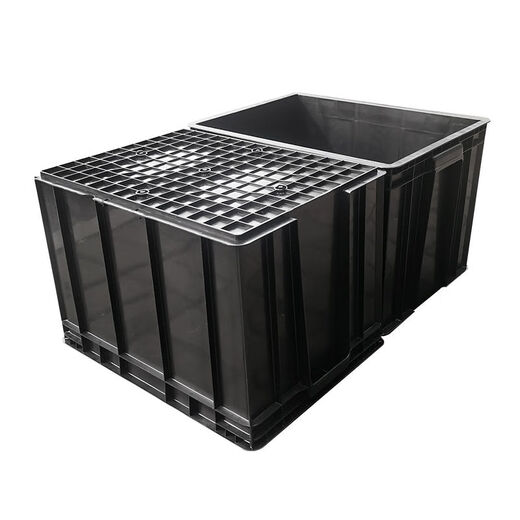 Fantasy black turnover box square plate parts box electronics factory conductive box plastic box 14# anti-static box 710x550x380mm