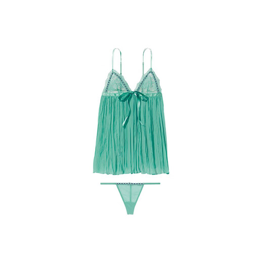 Victoria's Secret Sexy V-neck Lace Nightgown Underwear Set Women's Turquoise Green Turquoise L