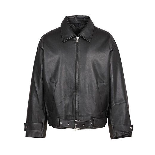 Sketch men's 2026 spring new imitation leather jacket H-shaped short oversize9Q1T13950 001 black L