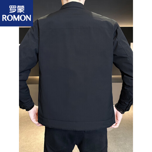 罗蒙（ROMON）轻薄羽绒服男冬季2025新款高端加厚行政夹克男装休闲外套 黑色 M 90-110斤