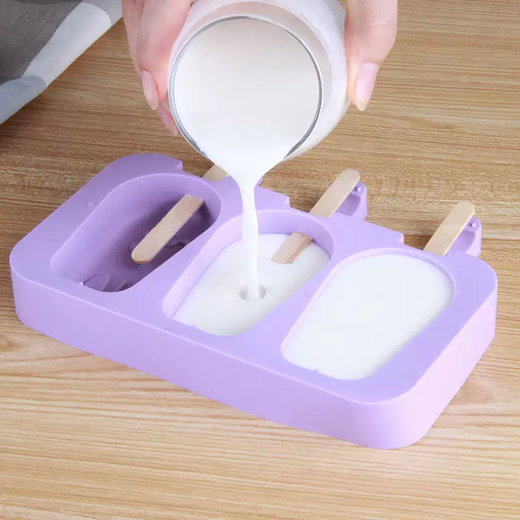 Yusenyi food-grade silicone ice cream mold for household children to make ice cream popsicles popsicle grinder homemade diy ice cream 3 rabbits (free 50 wooden sticks)