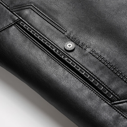 Dad's winter coat, middle-aged men's fur one-piece lapel leather jacket, middle-aged and elderly men's velvet thickened leather jacket, black L 175 size 105-120Jin Jin is equal to 0.5 kg