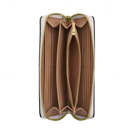 COACH brand logo star print zipper closure exquisite calfskin wallet small size women's white white 1 white 2