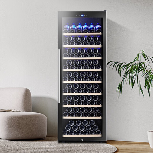 Bacchus red wine cabinet 103 bottles thermostatic cabinet wine cabinet household large capacity wine storage cabinet wine beverage cabinet fresh cabinet office single door air-cooled frost-free vertical display cabinet YC-270S-Beech wood flat shelf 103 bottles