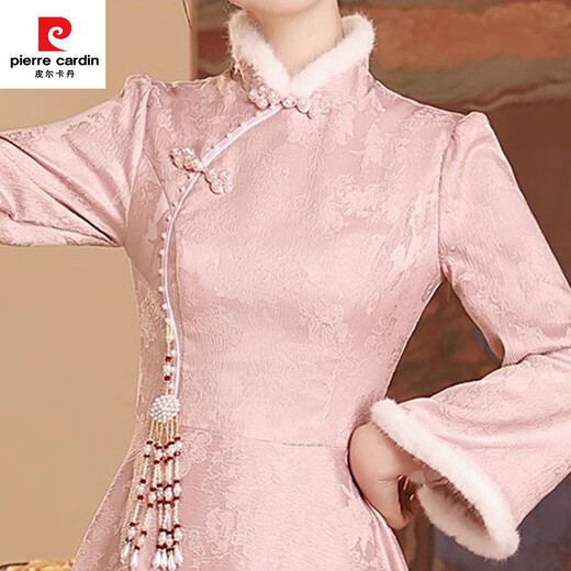 Pierre Cardin Pink Toast Wear Bridal 2025 New Chinese Engagement Dress Thickened Winter Wedding Day Casual Dress Pink 205 S Dress Size is Small Consult Customer Service to Check Size