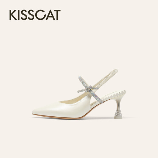 KISSCAT 2026 Spring Fashion Commuting Temperament Pointed Fashion Sandals K76127A-10 Pearl White 33