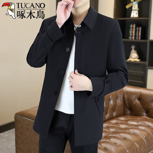 Woodpecker (TUCANO) spring and autumn new lapel windbreaker men's mid-length Korean style high-end business casual cloak coat trendy khaki XL