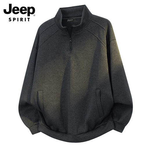 JEEP SPIRIT Jeep half-zip stand-up collar sweatshirt men's spring American men's long-sleeved top men's light green XL