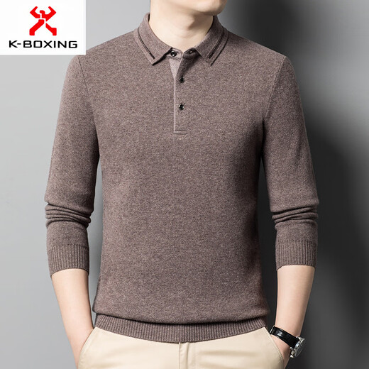 KBXNG Jinba business men's wool sweater 2025 autumn and winter new full wool sweater men's lapel warm business men's black M 170