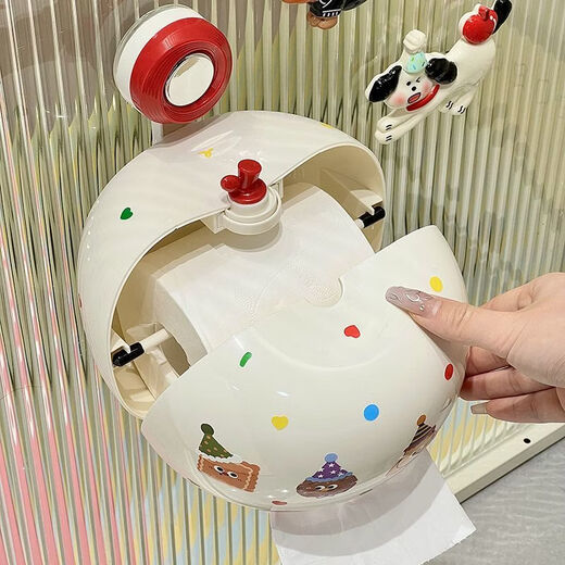 Fantasy Light Luxury Suction Cup Tissue Storage Box No Punching Home Bathroom Wall-mounted Storage Box Bathroom Portable Paper Box Apple Suction Cup Bear Model