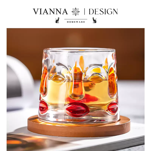 Yusen Yi Water Cup Rotating Twist Cup Wine Glass Retro Painting丨Whiskey Vianna Wine Glass Neal Gift NEAL Tree Pattern Contrast Color-Check (Pair) 1L 1 Piece