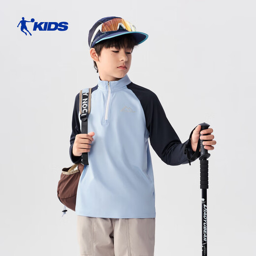 Jordan QIAODAN children's unisex long-sleeved T2026 spring new style children's unisex casual sweatshirt top Breeze Blue 101