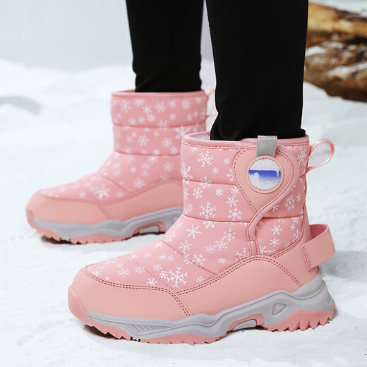 Chiyun girls' snow boots with fur integrated Northeast cold-resistant plus velvet to keep warm for middle-aged and older children high cotton boots winter 2026 Mi Ju 26