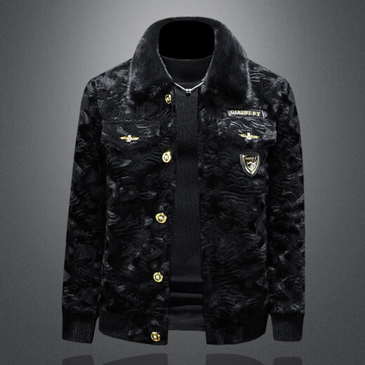 GENIUS国际一线品牌金貂绒外套男皮毛一体2025新款男士貂绒夹克高端冬装 棕色 M 【100-125斤】